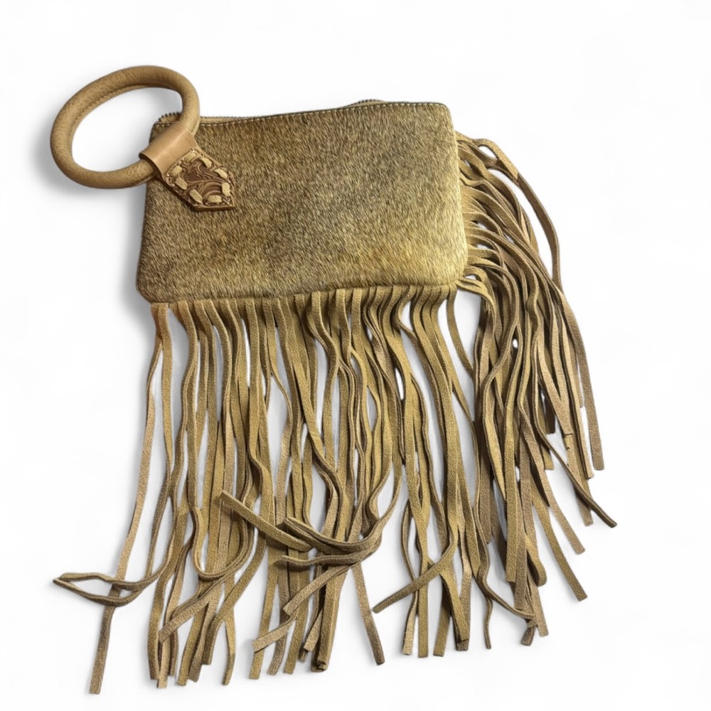 Trinity Ranch Women's Hairon Cowhide Ring Handle Wristlet